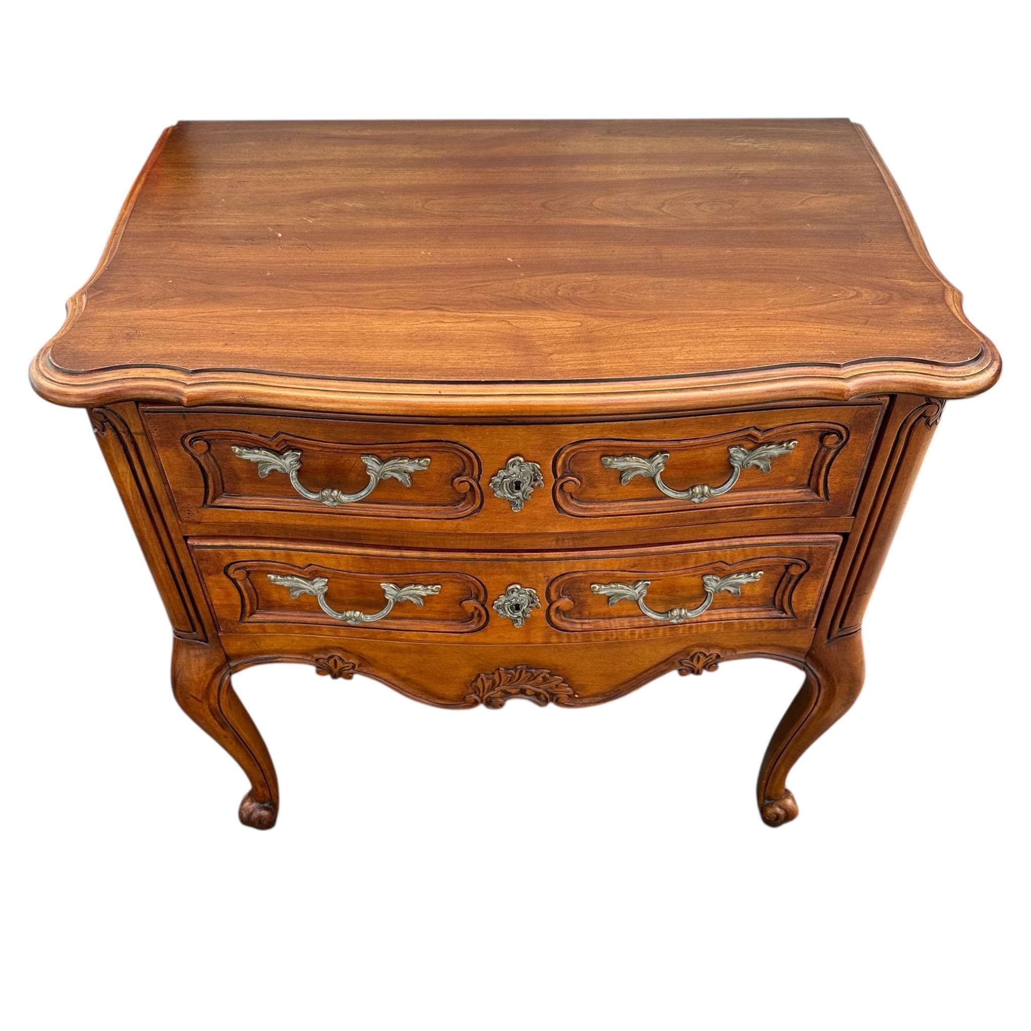 Louis XV Style Commode by Hickory Chair 30” Vintage French Provincial Cherry Wood Chest - Thumbnail 4