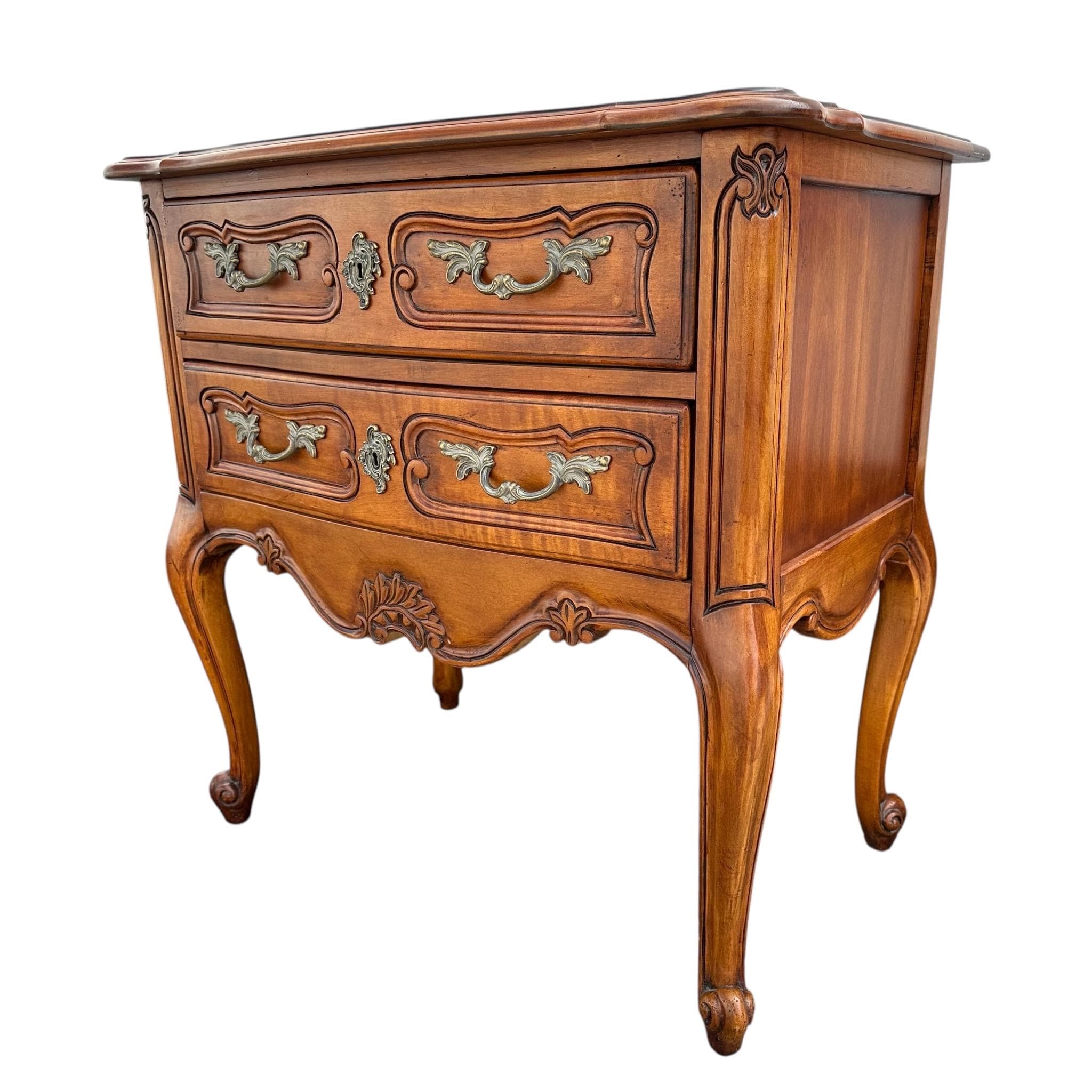 Louis XV Style Commode by Hickory Chair 30” Vintage French Provincial Cherry Wood Chest - Thumbnail 10