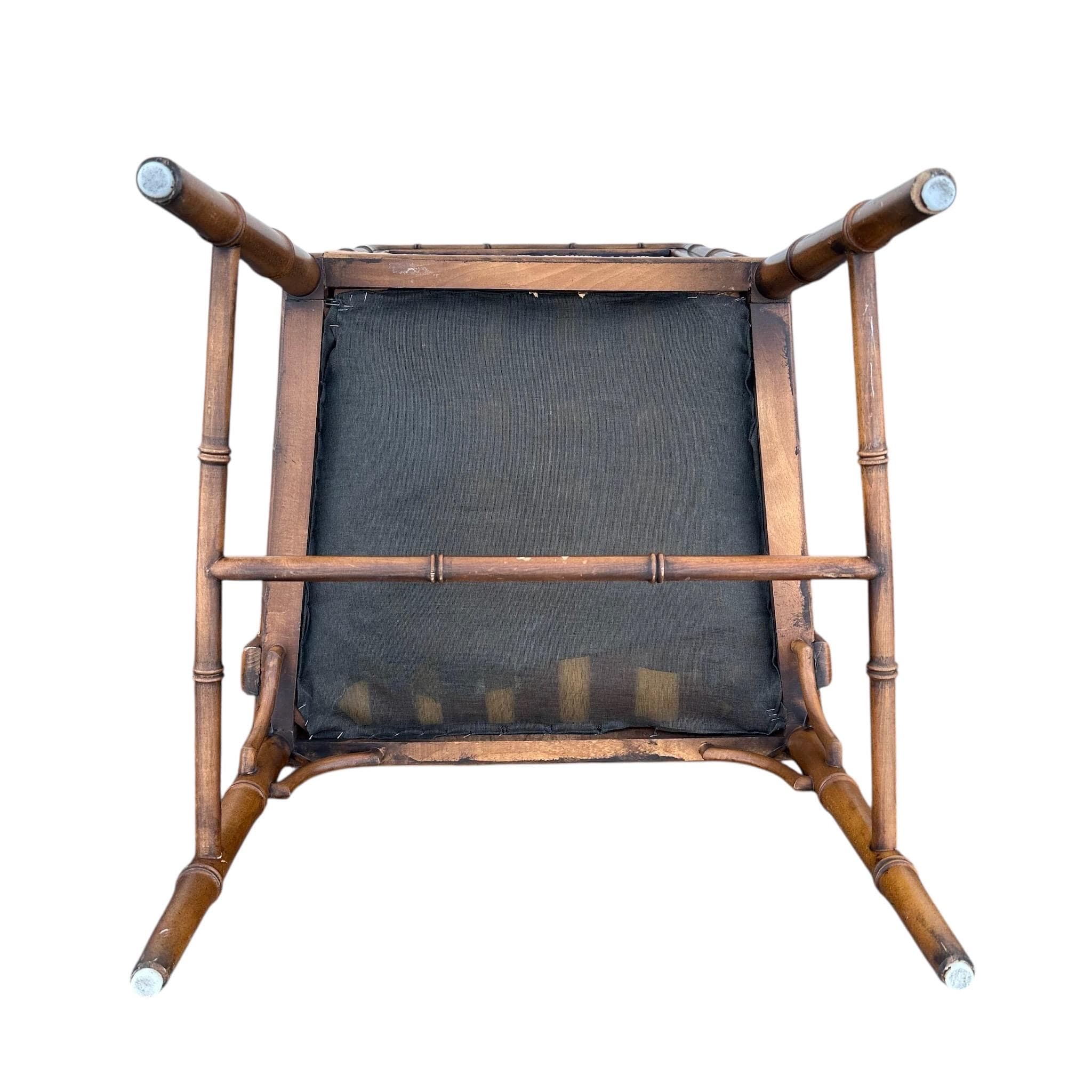 Vintage Chinese Chippendale Arm Chair - Faux Bamboo, Rattan Cane Back, Brown Wood, Hollywood Regency Chinoiserie Fretwork - Thumbnail 7