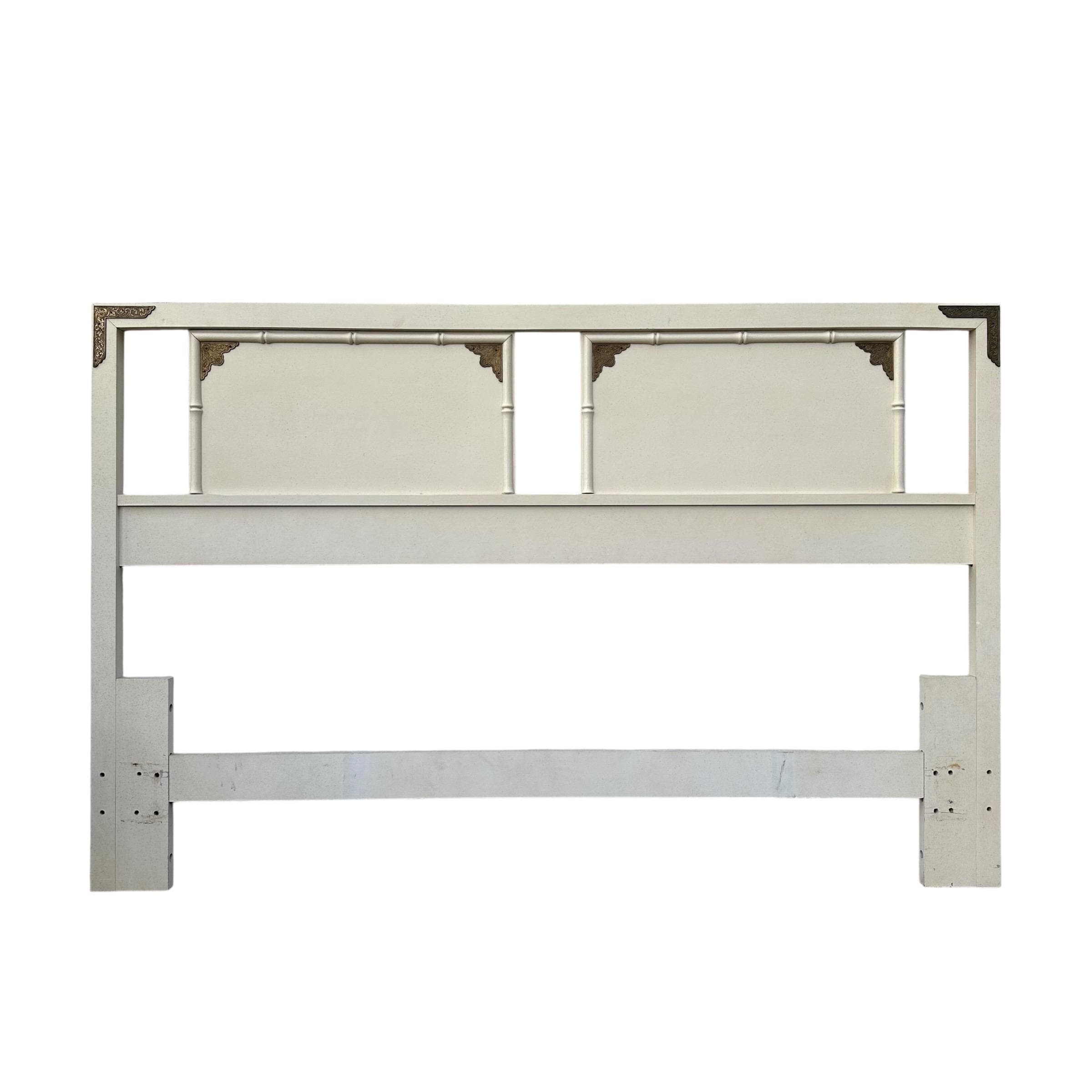 Chinoiserie Queen Headboard by Thomasville Furniture - Vintage Faux Bamboo & Asian-Inspired Brass Hollywood Regency Style - Image 1