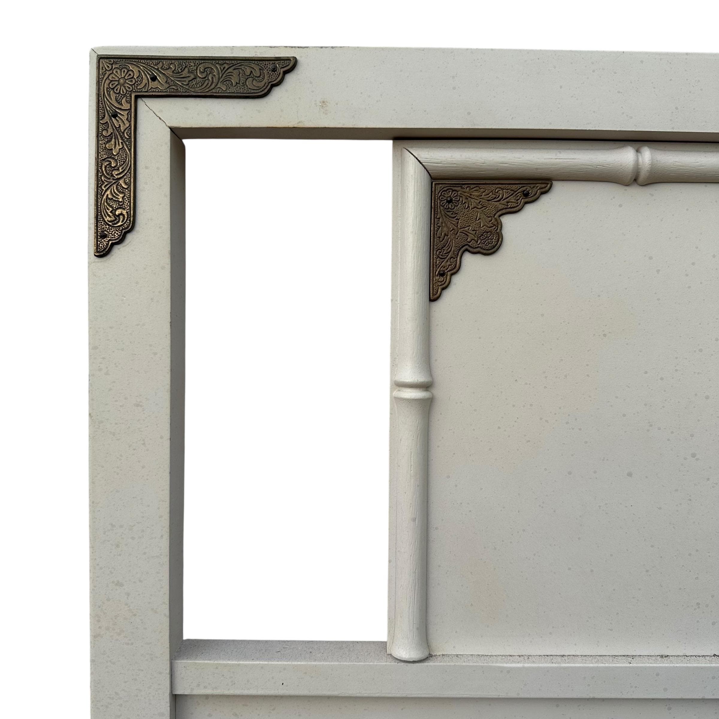 Chinoiserie Queen Headboard by Thomasville Furniture - Vintage Faux Bamboo & Asian-Inspired Brass Hollywood Regency Style - Thumbnail 7