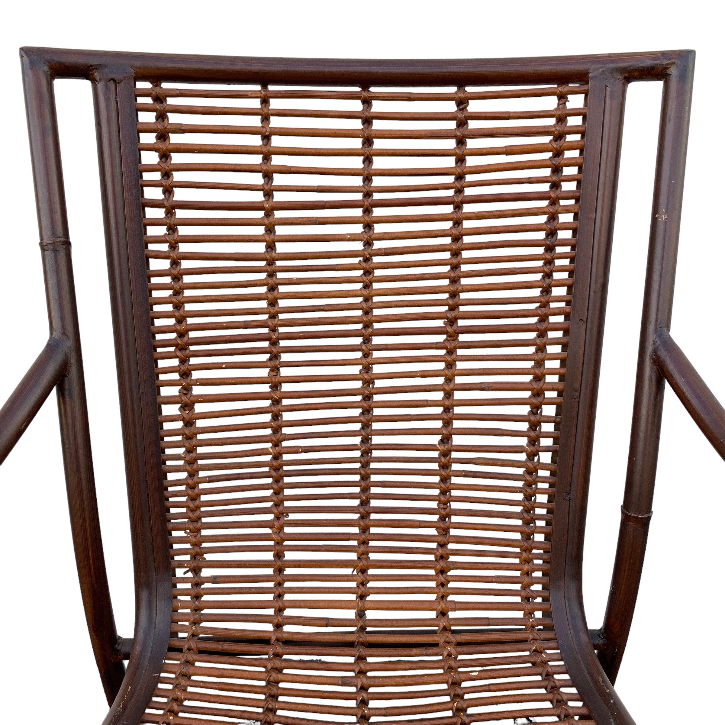 Vintage Rattan Arm Chair - Brown Metal and Bamboo Reed Wood Hollywood Regency Coastal Modern Armchair - Thumbnail 8