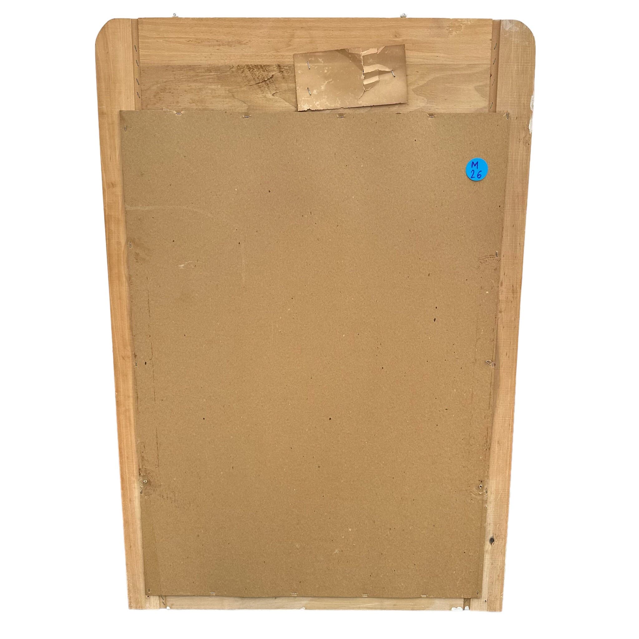 Faux Bamboo Mirror 43x29 LOCAL PICKUP Vintage White Wash Wood Coastal Hollywood Regency Rattan Style - Thumbnail 5