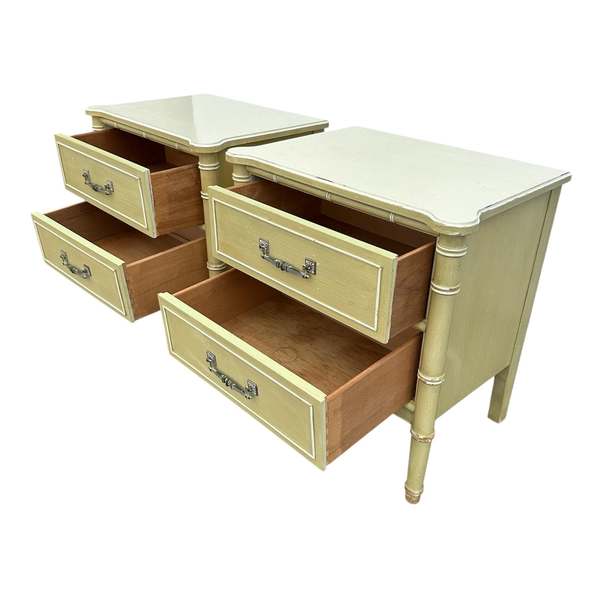 Henry Link Nightstands Set of 2 - Original Vintage Green Bali Hai Faux Bamboo End Tables Pair Hollywood Regency Chinoiserie Coastal - Thumbnail 5