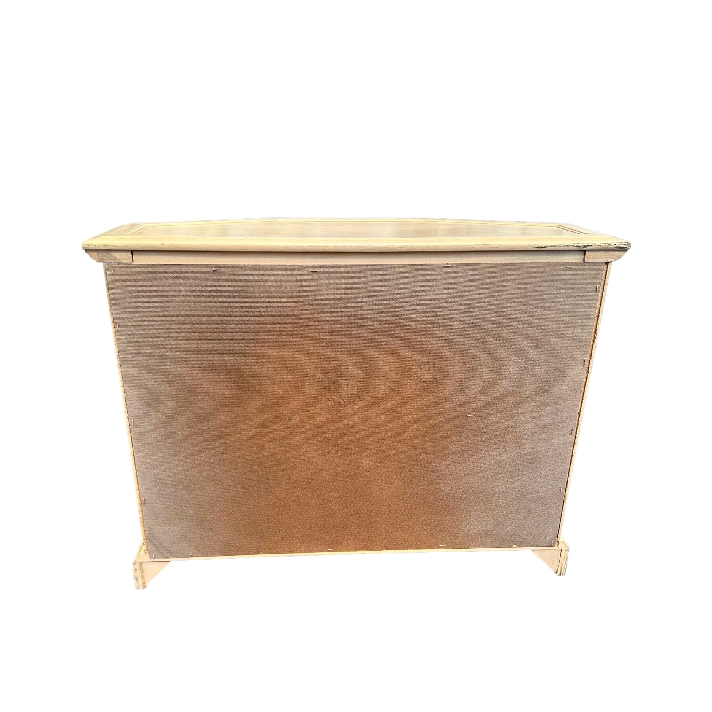 Vintage Entry Cabinet with Faux Rattan Wicker 36x14x29 - Hollywood Regency Coastal Narrow Accent Table or Bathroom Furniture - Thumbnail 6