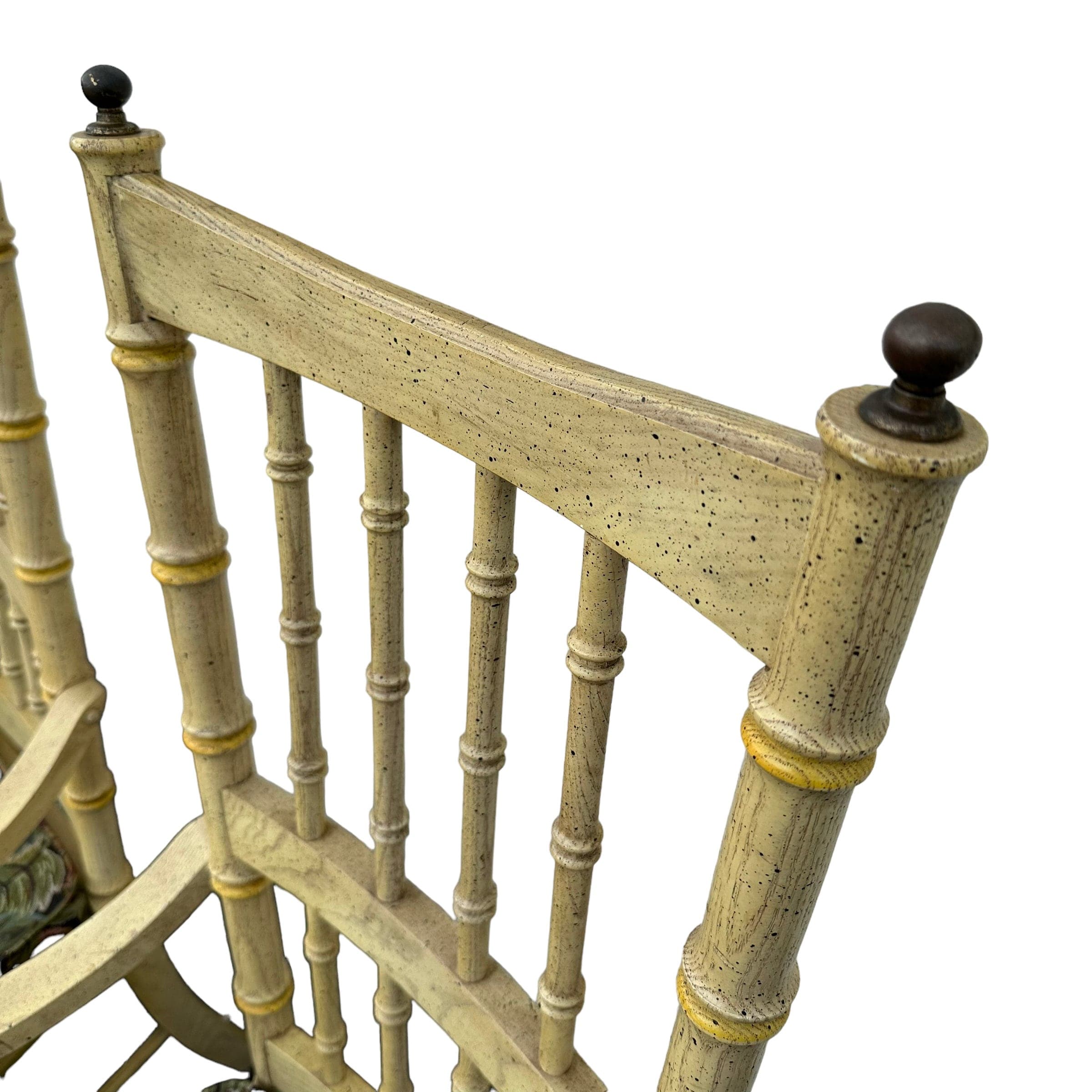 Faux Bamboo Armchairs with Spindles & Finials by Stanley Furniture Set of 2 - 1970s Vintage Pair Coastal Palm Beach Dining Accent Arm Chairs - Thumbnail 7