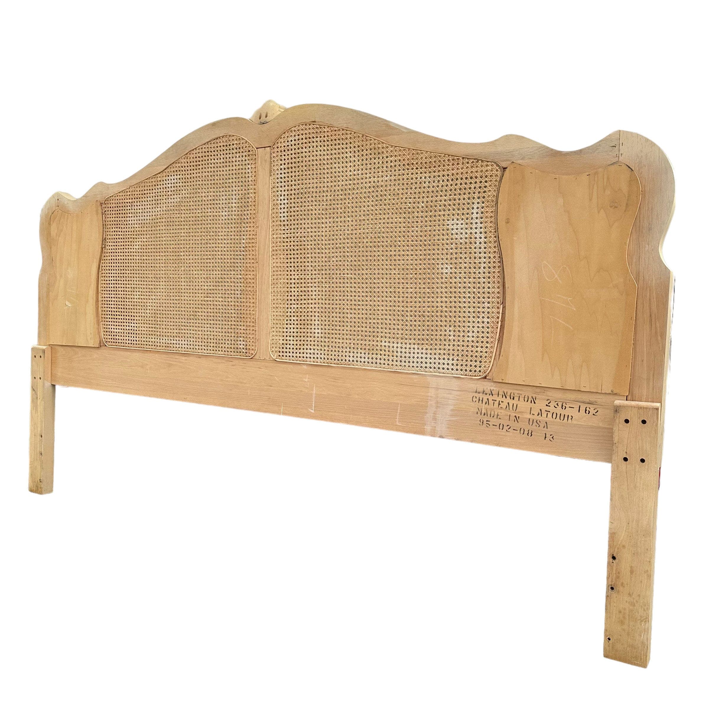 French Provincial King Headboard by Lexington Chateau Latour Collection - Vintage Rattan Cane and Whitewash Wood Country Bedroom Furniture - Thumbnail 7