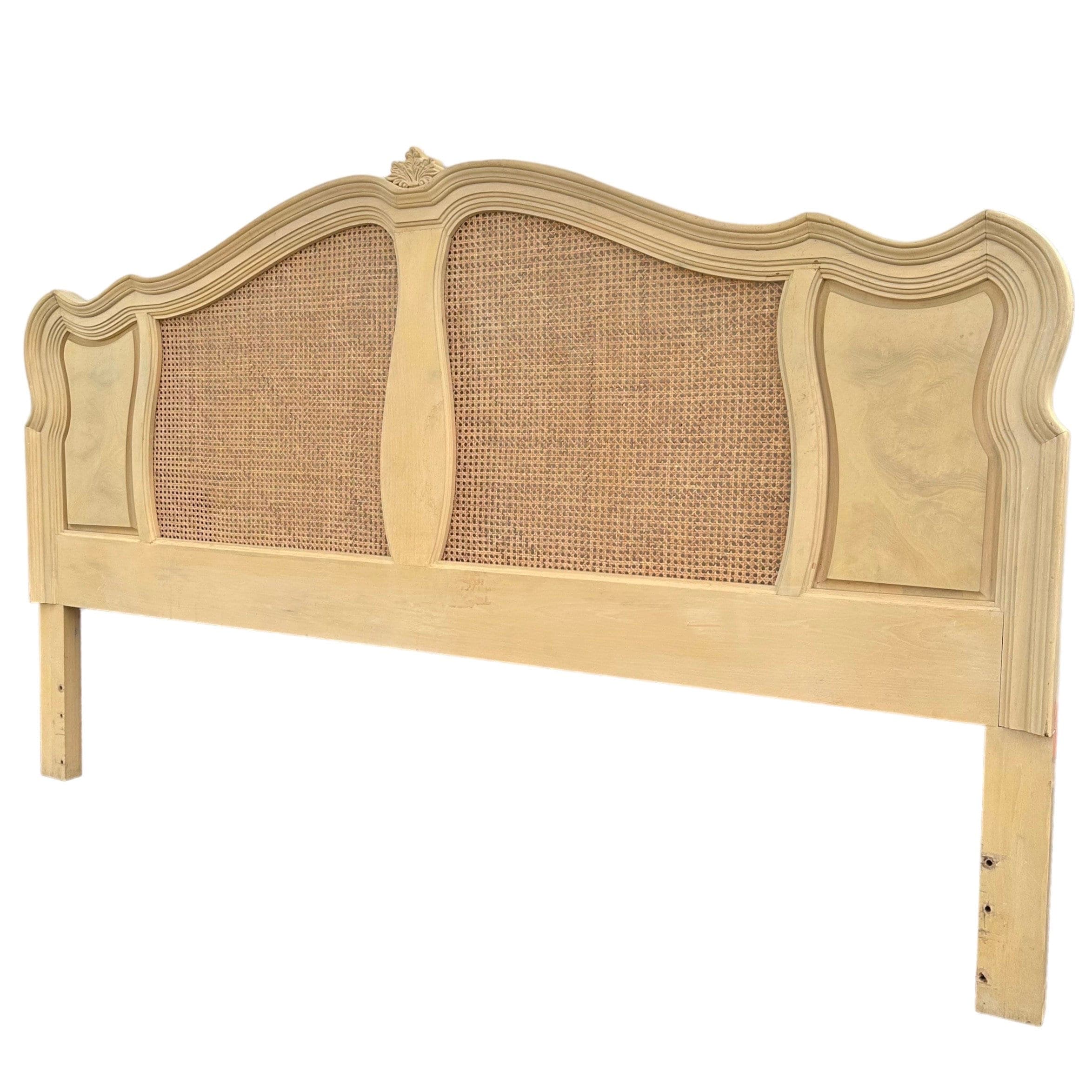 French Provincial King Headboard by Lexington Chateau Latour Collection - Vintage Rattan Cane and Whitewash Wood Country Bedroom Furniture - Thumbnail 8