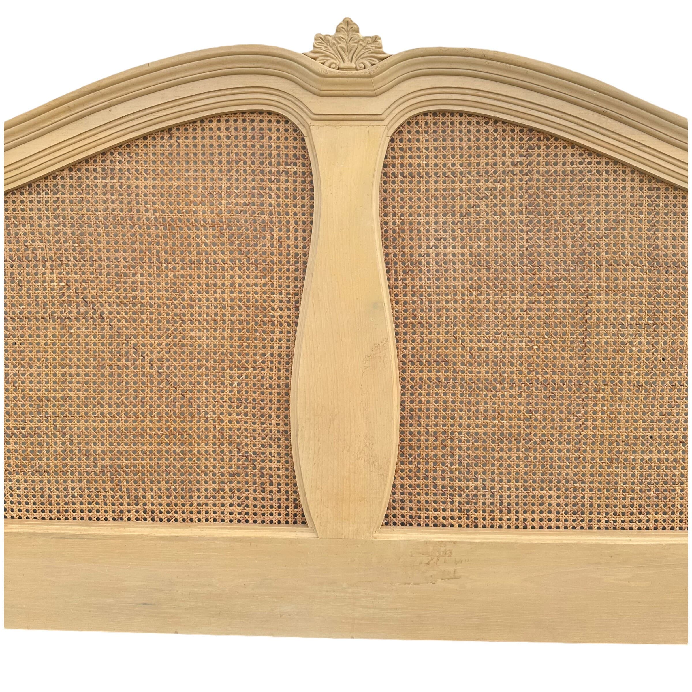 French Provincial King Headboard by Lexington Chateau Latour Collection - Vintage Rattan Cane and Whitewash Wood Country Bedroom Furniture - Thumbnail 3