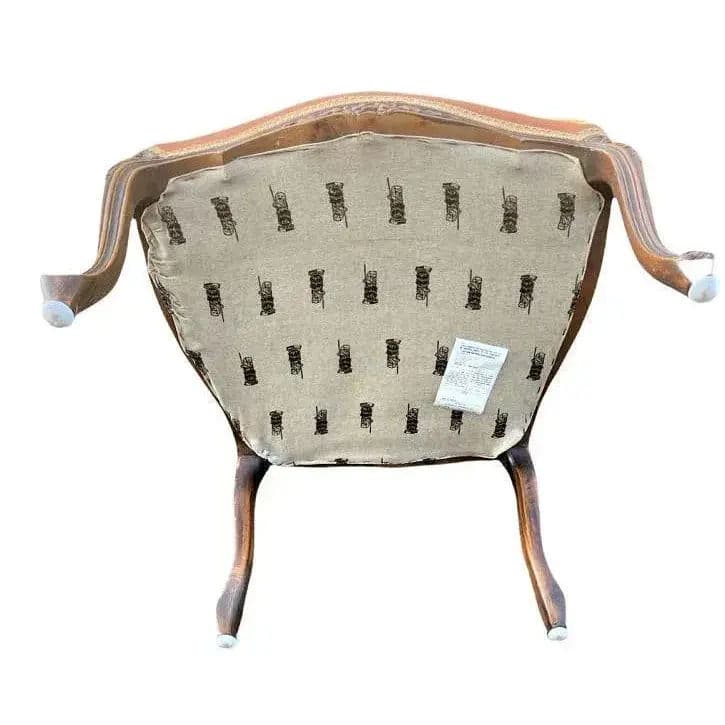 'Empress Carlota' Louis XV Pair of Fauteuils - Carved Walnut Reupholstered With Otomi Hand Embroidery and Cognac Leather - Thumbnail 6