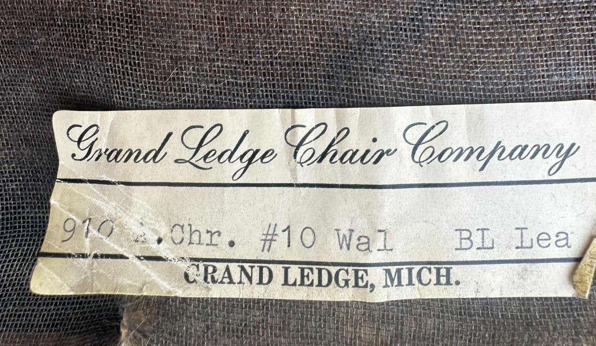 Vintage 1940s Blue Leather and Walnut Grand Ledge Chair Company Club Chairs - Rare Find - Thumbnail 7