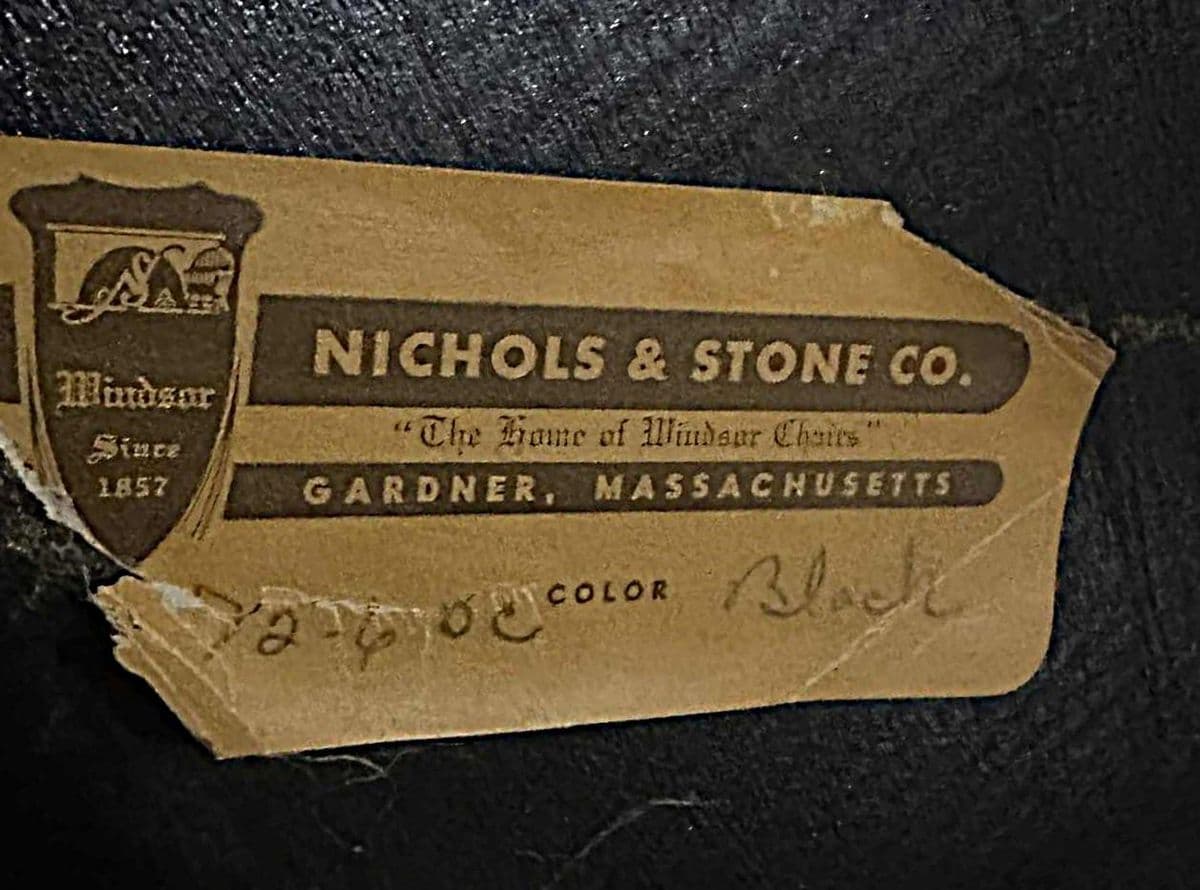 Nichols & Stone Black Stencilled Windsor Rocking Chair - Vintage Mid 20th Century - Made in Massachusetts - Thumbnail 5