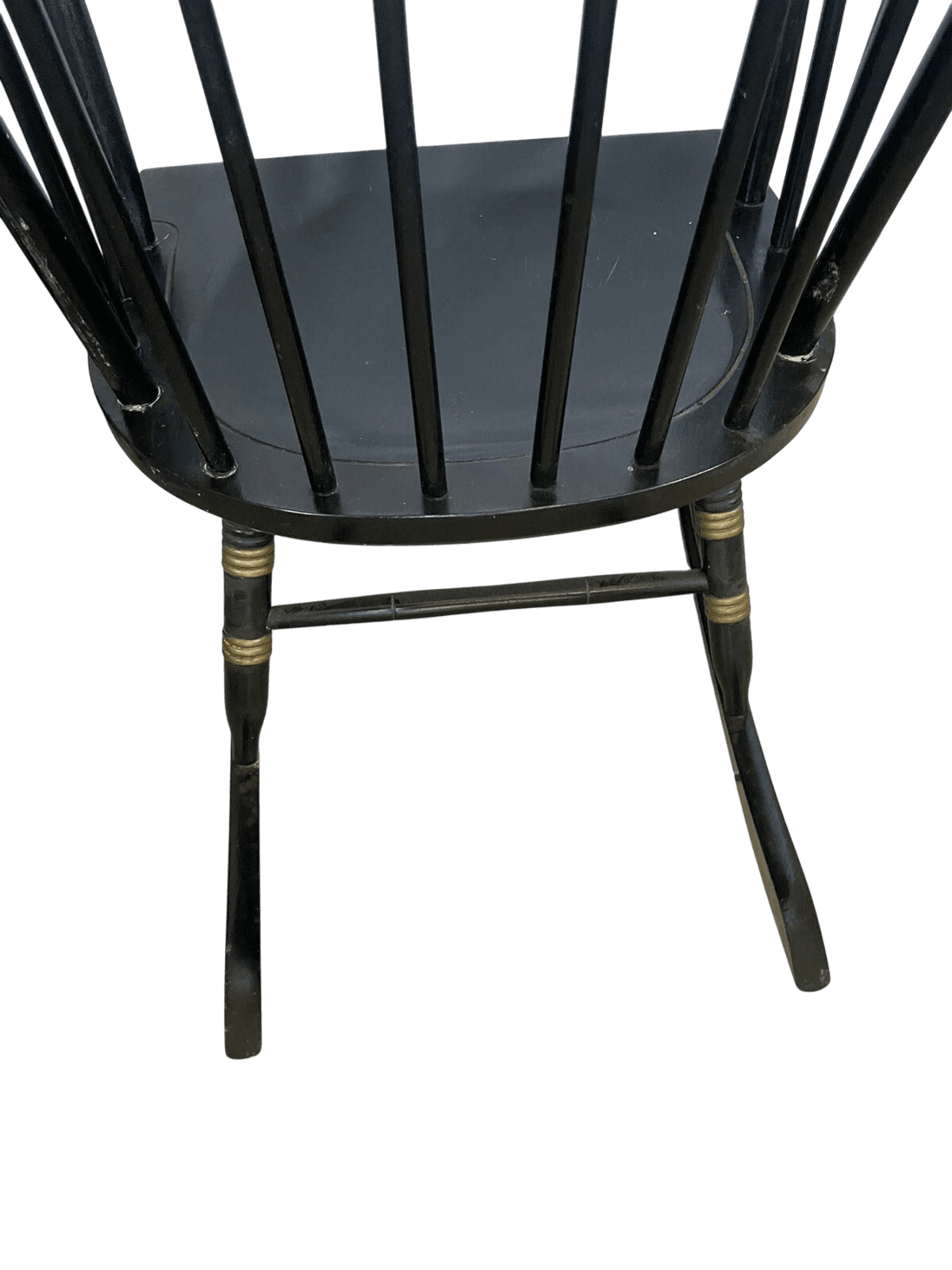 Nichols & Stone Black Stencilled Windsor Rocking Chair - Vintage Mid 20th Century - Made in Massachusetts - Thumbnail 4