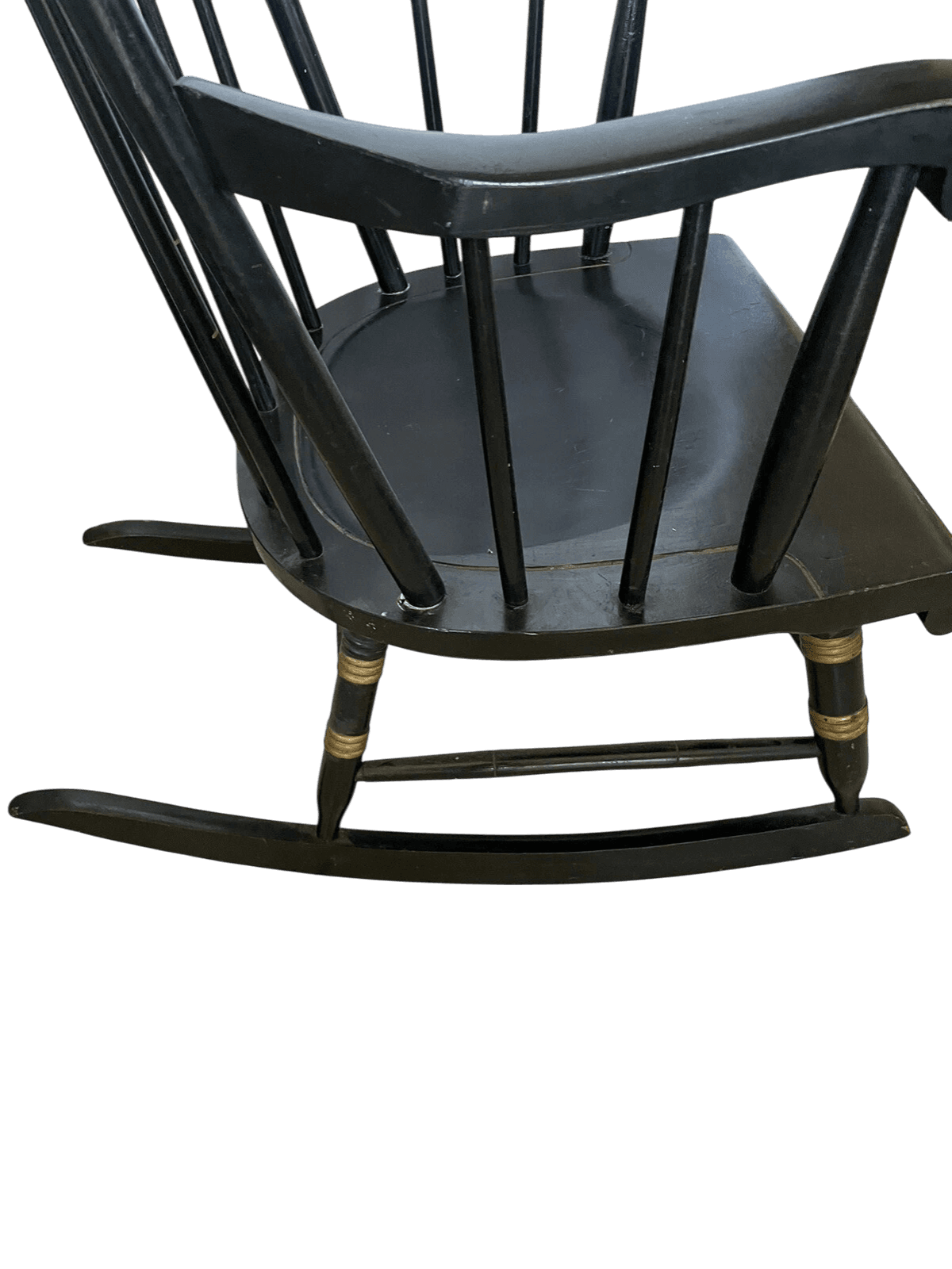Nichols & Stone Black Stencilled Windsor Rocking Chair - Vintage Mid 20th Century - Made in Massachusetts - Thumbnail 8