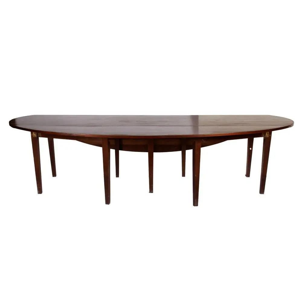 Rare Georgian Solid Mahogany 10’ X 5’ Large Oval Drop Leaf Irish Wake Table, 19th Century - Thumbnail 3