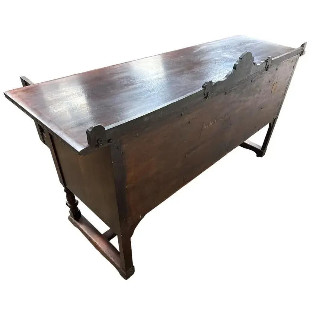 Rare Antique 1920s Signed Baker Furniture Company Walnut Spanish Revival 72" Buffet Sideboard Made in Allegan, Michigan - Thumbnail 7