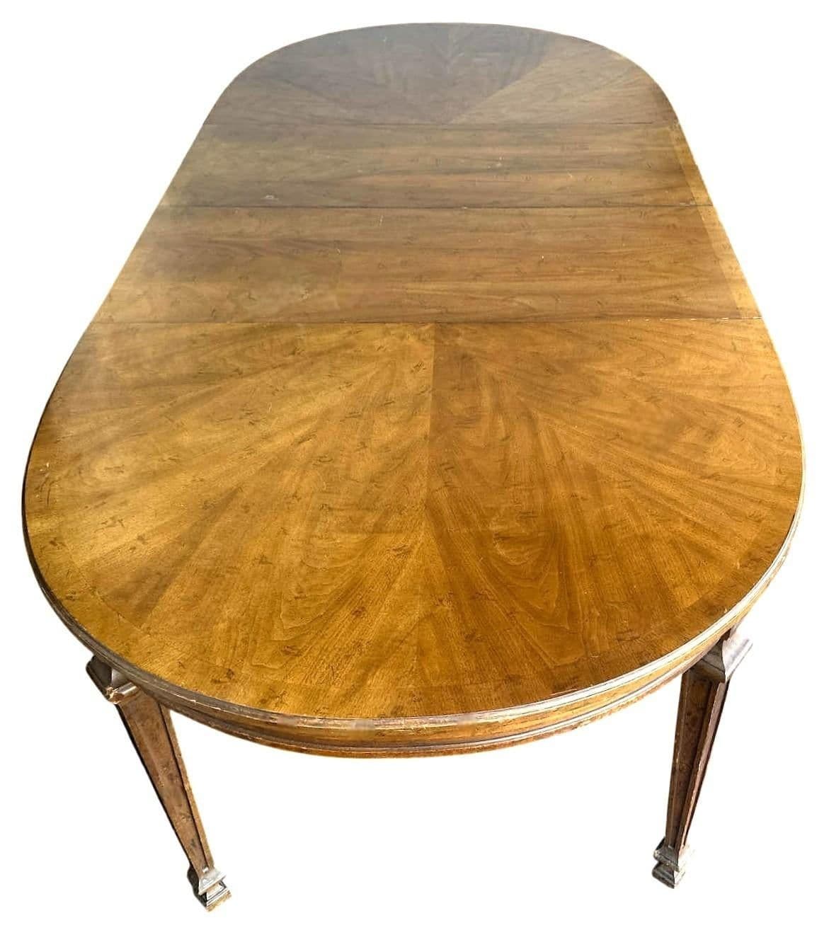 Drexel ‘Livorno’ Italian Neoclassical Pecan Wood Dining Table - 102” Fully Extended and 6 Chairs - Made in 1968 - Thumbnail 11