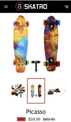 Skatro Picasso Mini Cruiser Skateboard 22x6inch Retro Style Plastic Board - Thumbnail 6