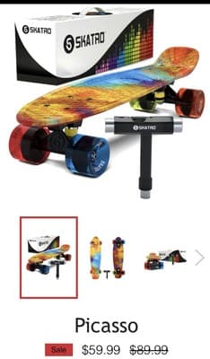 Skatro Picasso Mini Cruiser Skateboard 22x6inch Retro Style Plastic Board - Thumbnail 7