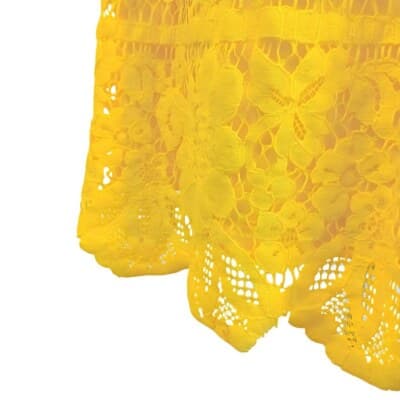 GB Yellow Lace Fit And Flare Mini Dress Size S Deep V Sleeveless Scalloped Hem - Thumbnail 6