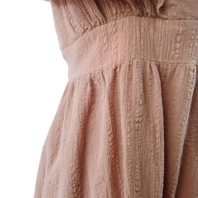 Showpo Terracotta Brown Ruffle Mini Dress AU 10 US 6 Cotton Tie Back Deep V Neck - Thumbnail 7