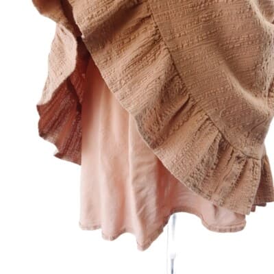 Showpo Terracotta Brown Ruffle Mini Dress AU 10 US 6 Cotton Tie Back Deep V Neck - Thumbnail 9