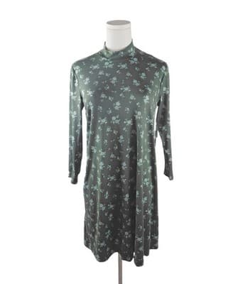 NWOT As U Wish Green Floral Mock-Neck Mini-Dress S - Thumbnail 2
