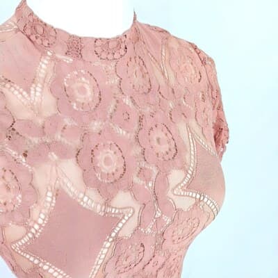 Altar’d State Dusty Rose Eyelet Lace Mini Dress XS - Thumbnail 4