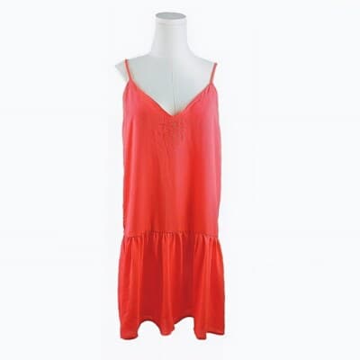 Alya Coral Sleeveless Drop-Waist Mini-Dress M - Image 1