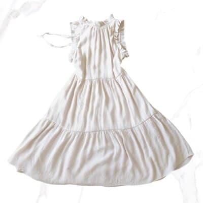 Lavila Cream Ruffle-Sleeve Tiered Midi Dress M - Image 1