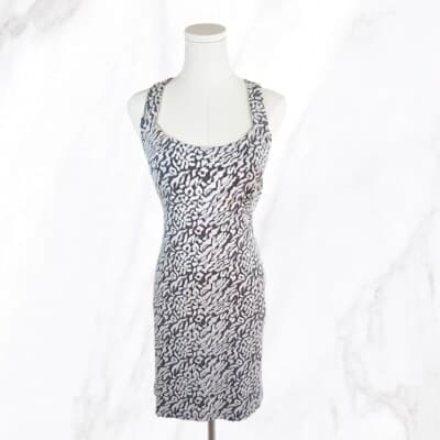 Free People Gray Tan Racerback Mini Dress M Abstract Print Scoop Neck Sleeveless - Image 1