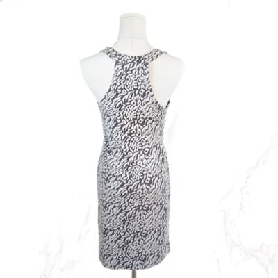Free People Gray Tan Racerback Mini Dress M Abstract Print Scoop Neck Sleeveless - Thumbnail 2