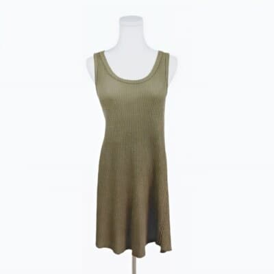 Paper Crane Olive Knit Tank Dress Casual Style Ribbed Sleeveless Size S - Image 1