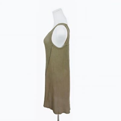 Paper Crane Olive Knit Tank Dress Casual Style Ribbed Sleeveless Size S - Thumbnail 2