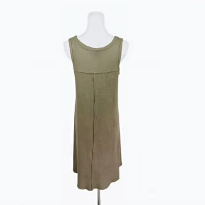 Paper Crane Olive Knit Tank Dress Casual Style Ribbed Sleeveless Size S - Thumbnail 3