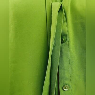 Worthington Green Pleated Sleeveless Blouse Stand-Up Collar V-Neckline M - Thumbnail 4