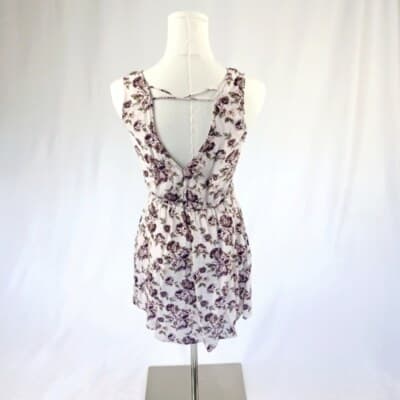 Forever 21 Pink Floral Mini Dress Small Crisscross Straps V-Neck Sleeveless - Thumbnail 3