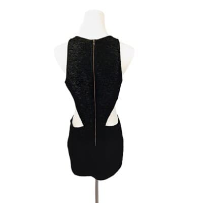 MINKPINK Black Cutout Mini Dress Textured Size M Sexy Sleeveless Zippered Back - Thumbnail 3