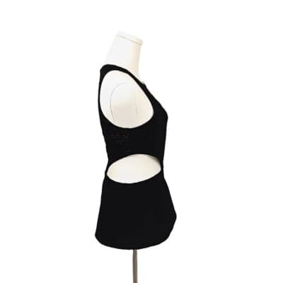 MINKPINK Black Cutout Mini Dress Textured Size M Sexy Sleeveless Zippered Back - Thumbnail 2