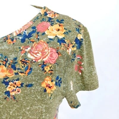 Mason & Belle Green Lace Trim Top Short Sleeve Boho Floral V-Back Size XS - Thumbnail 5