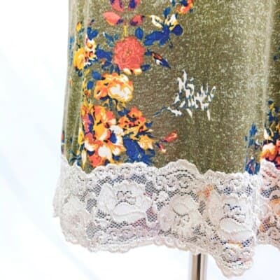 Mason & Belle Green Lace Trim Top Short Sleeve Boho Floral V-Back Size XS - Thumbnail 6