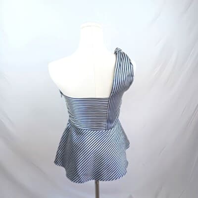 NWT Banana Republic Navy Striped One-Shoulder Peplum Top White Flare Size 0 - Thumbnail 3