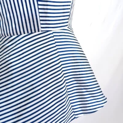 NWT Banana Republic Navy Striped One-Shoulder Peplum Top White Flare Size 0 - Thumbnail 5