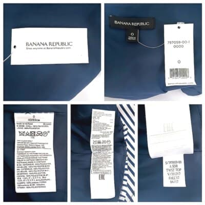 NWT Banana Republic Navy Striped One-Shoulder Peplum Top White Flare Size 0 - Thumbnail 7