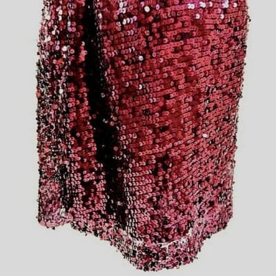 Aqua Burgundy Sequin Cowl-Neck Cocktail Dress 4 - Thumbnail 4