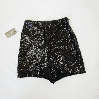 NWT Express Black High-Rise Sequin Mini Shorts 0 - Image 1