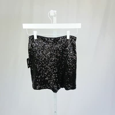 NWT Express Black High-Rise Sequin Mini Shorts 0 - Thumbnail 4