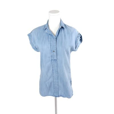 J. Crew Chambray Blue Short-Sleeve Shirt 0 - Image 1