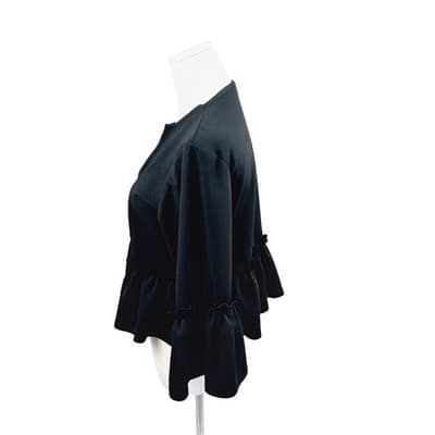 PrettyLittleThing Black Frill Cropped Jacket US 8 / UK 12 - Thumbnail 2