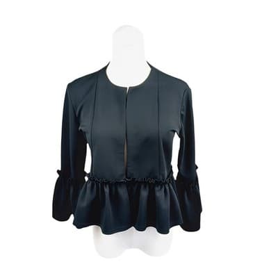 PrettyLittleThing Black Frill Cropped Jacket US 8 / UK 12 - Image 1